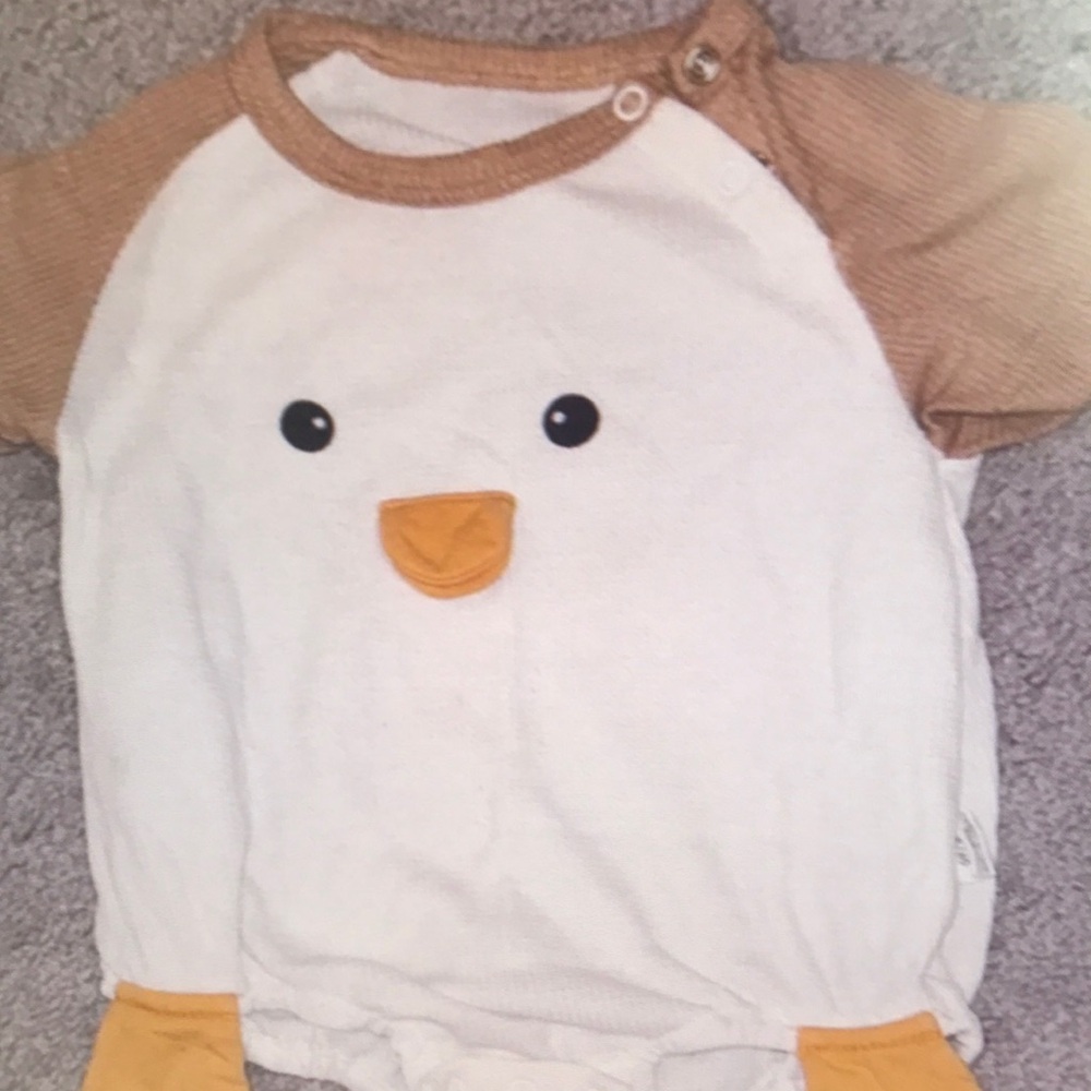 Baby Chick One-Piece Romper - White & Mustard